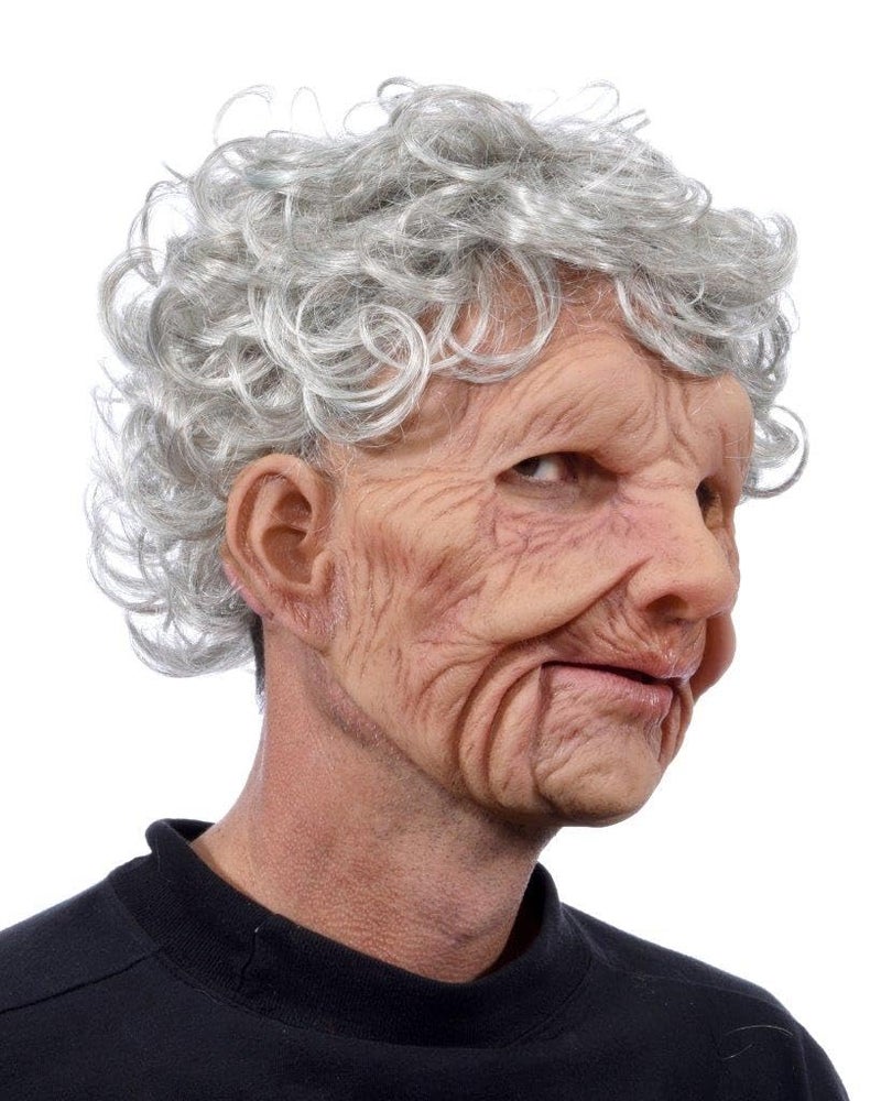 Zagone Studios Zagone Super Soft Old Woman Mask, Grey Balding Wrinkly Old Man - Image 2