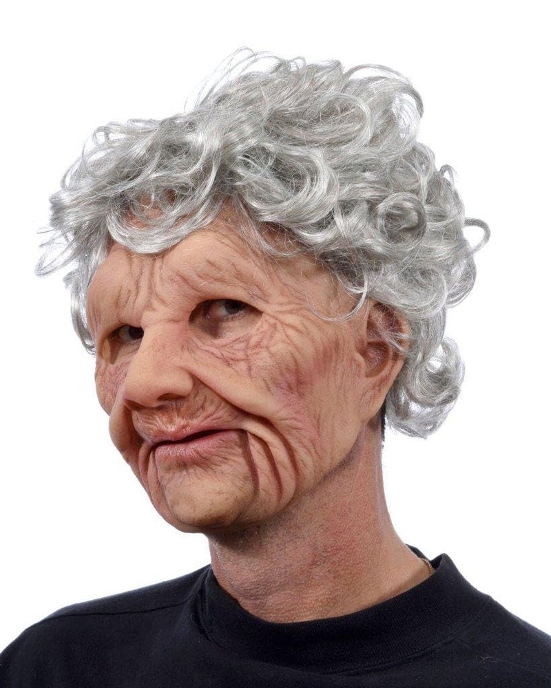 Zagone Studios Zagone Super Soft Old Woman Mask, Grey Balding Wrinkly Old Man - Image 4