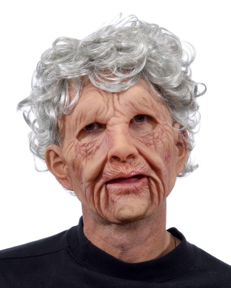 Zagone Studios Zagone Super Soft Old Woman Mask, Grey Balding Wrinkly Old Man - Image 3