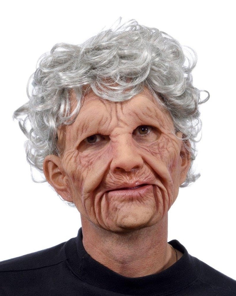 Zagone Studios Zagone Super Soft Old Woman Mask, Grey Balding Wrinkly Old Man - Image 1