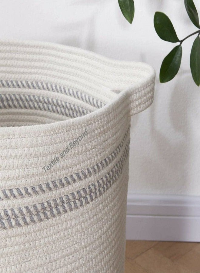 Textile and Beyond منظم تخزين كبير من الحبال من Textile and Beyond Boho Home Decor - سلة من الجوت للفواكه، الغسيل، الألعاب، سلة الهدايا، صينية أطفال، منظم دلو لغرفة المعيشة والمطبخ والحمام (2.22 كجم) - Image 2