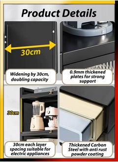 DBLEW 4 Tier Kitchen Storage Rack Floor Standing Baker's Rack Shelves Elegant Flip Up Acrylic Doors for Kitchen Dining Living Bed Room Organizer Shelf Pantry Cabinet  - Image 2