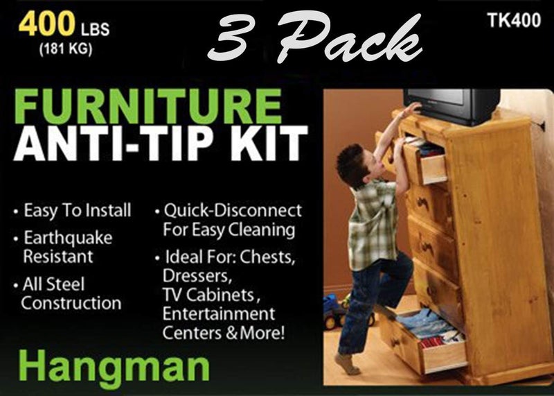 Hangman Anti-Tip Kit to Prevent Furniture Falling-Steel (TK-400-3) - Image 1