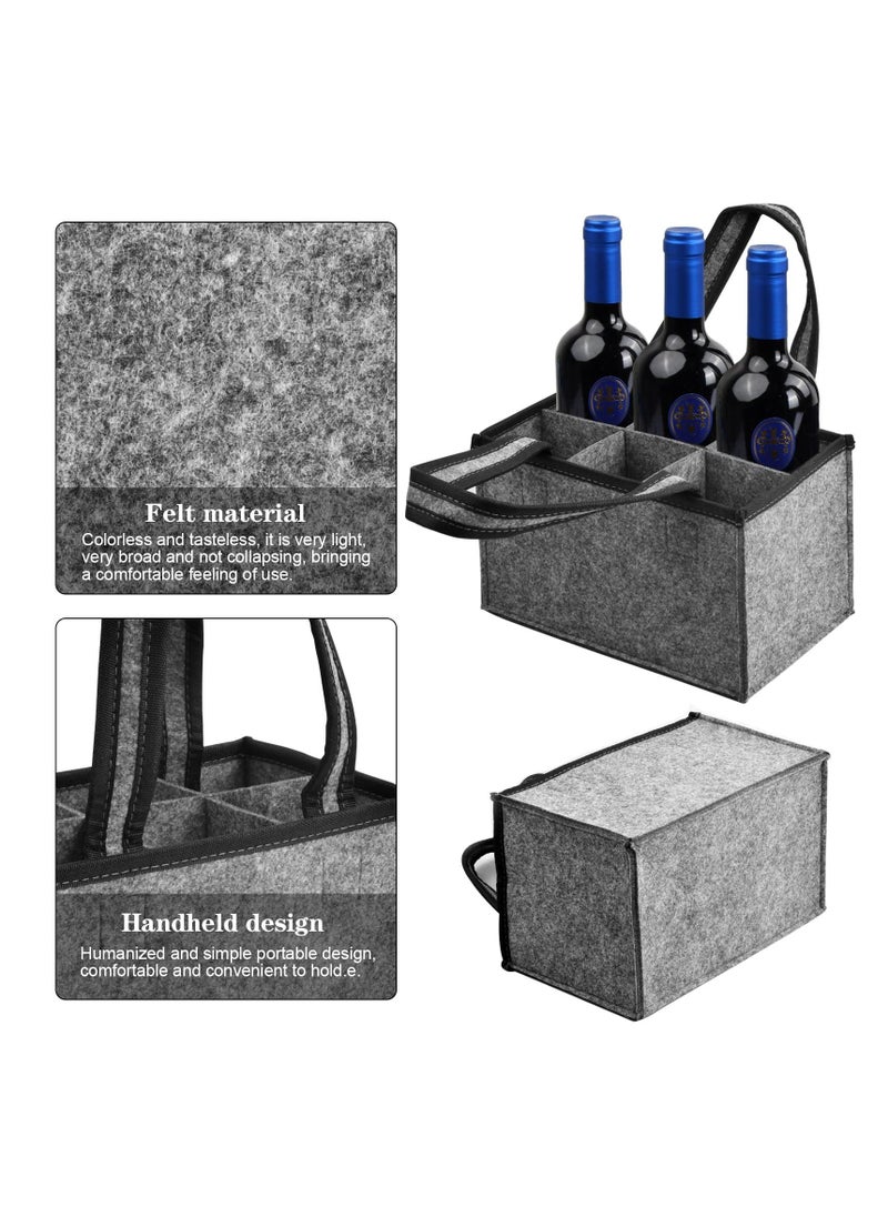 Y&D - Felt Wine Tote Bag for 6 Bottles Portable Bottle Carrier with Divider Reusable Storage Bags Holder Picnic Camping Travel Party 24x15x15cm - Image 1