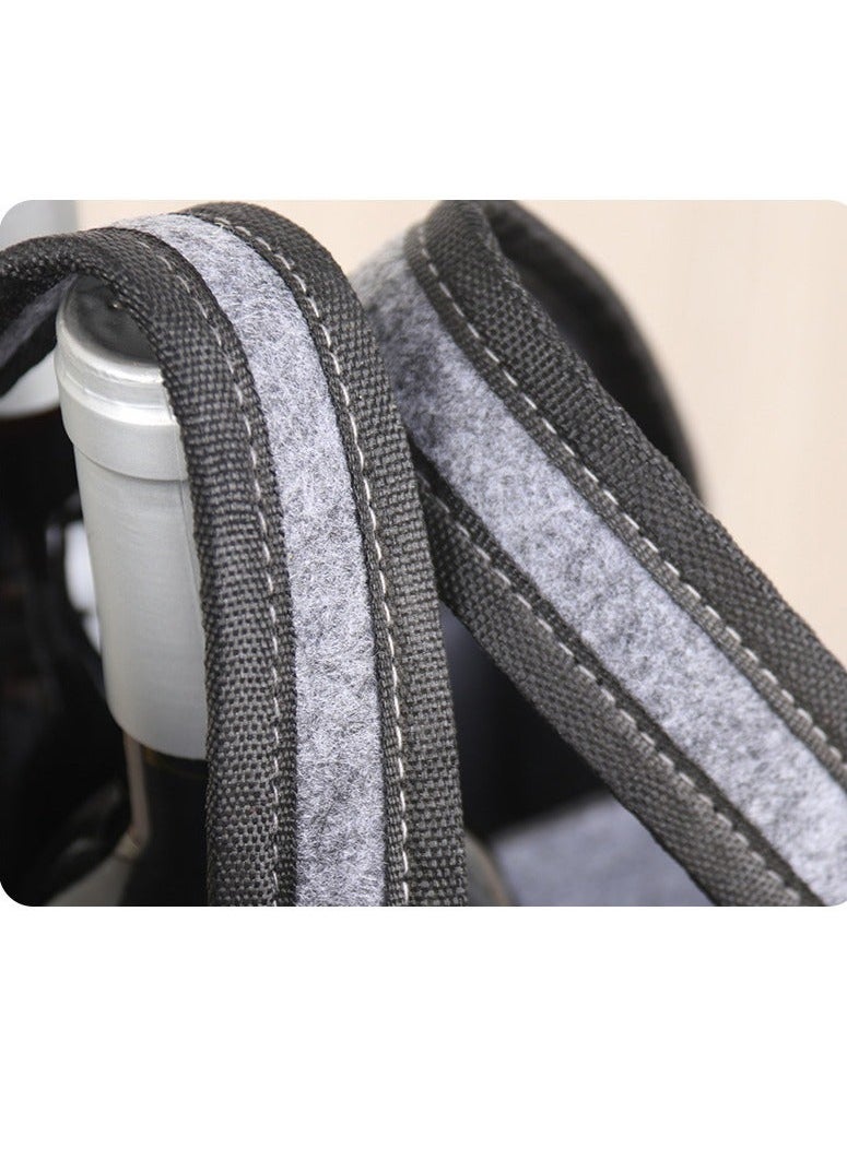 Y&D - Felt Wine Tote Bag for 6 Bottles Portable Bottle Carrier with Divider Reusable Storage Bags Holder Picnic Camping Travel Party 24x15x15cm - Image 1
