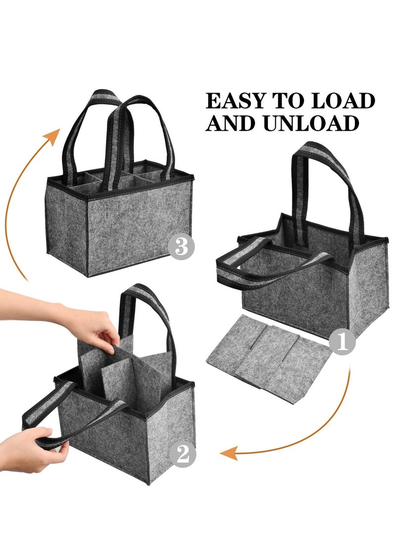 Y&D - Felt Wine Tote Bag for 6 Bottles Portable Bottle Carrier with Divider Reusable Storage Bags Holder Picnic Camping Travel Party 24x15x15cm - Image 1