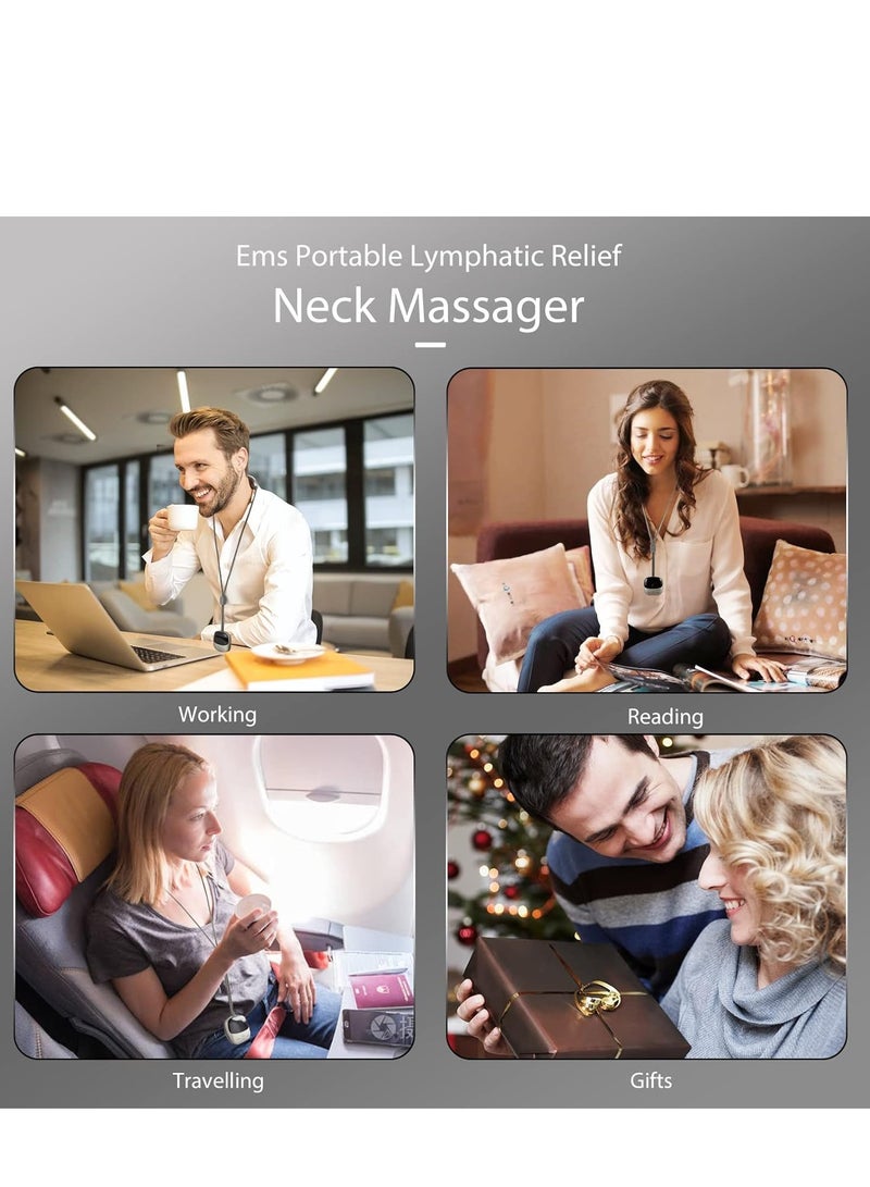 SYOSI Neck Massager with Heat, Rcool EMS Portable Lymphatic Relief Massager, Electric Pulse Cordless for Pain Relief, 4 Modes 9 Levels Deep Tissue Women Men Gift(Grey)  - Image 2