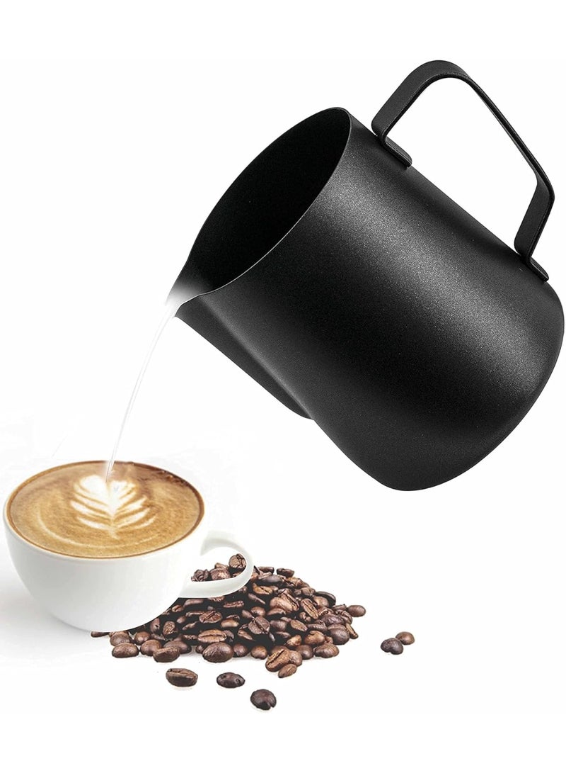 Beauenty Stainless Steel Espresso Coffee Pitcher Kitchen Home Craft Scale Coffee Latte Milk Frothing Jug , (Black, 350ml) - Image 1
