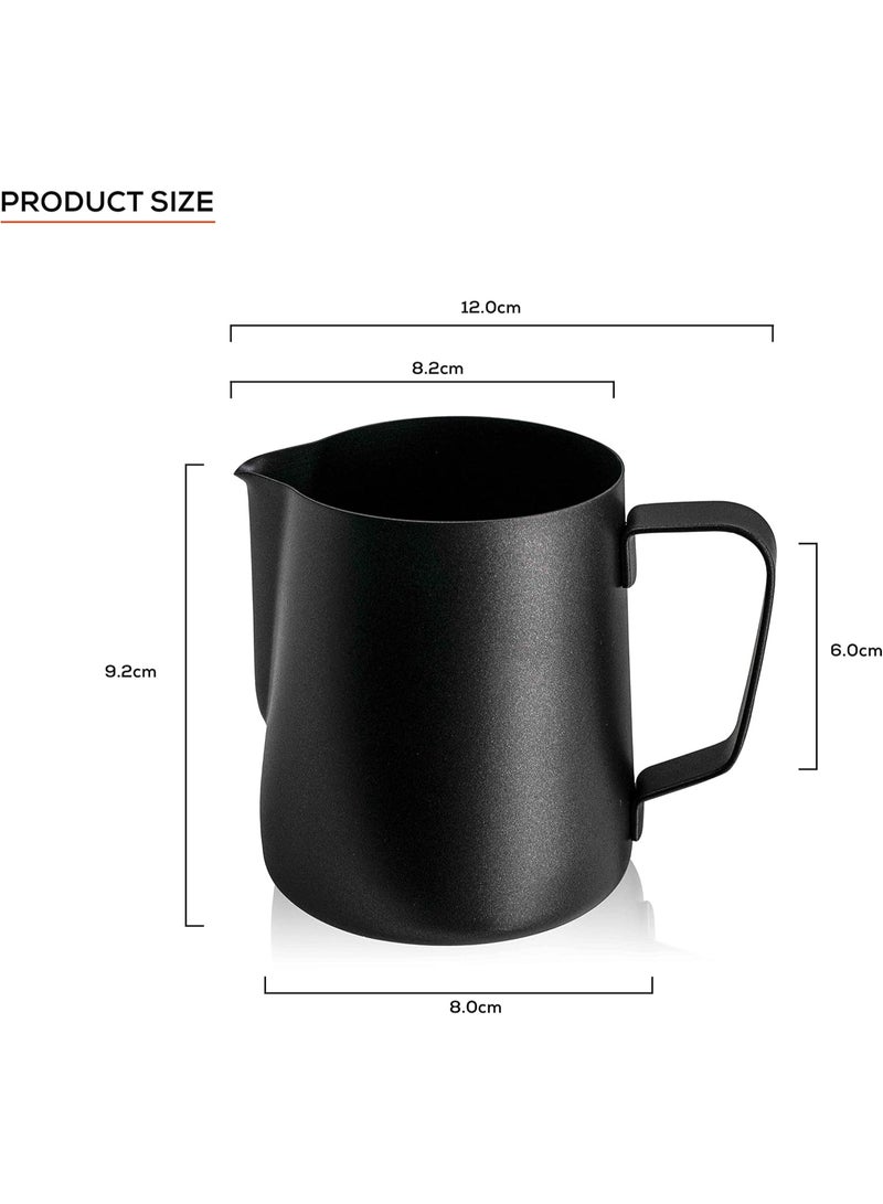 Beauenty Stainless Steel Espresso Coffee Pitcher Kitchen Home Craft Scale Coffee Latte Milk Frothing Jug , (Black, 350ml) - Image 3