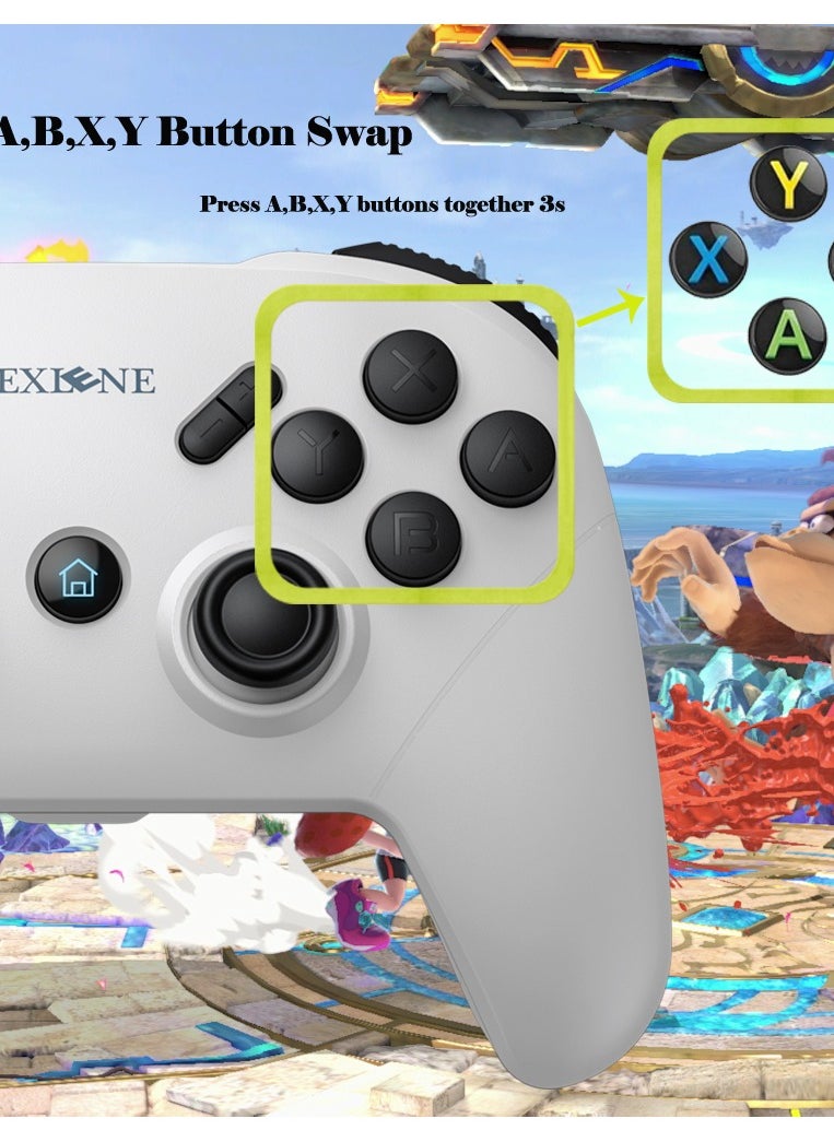 Exlene Wireless Switch Pro Controller for Nintendo Switch/Switch Lite/PC/IOS/Android/Steam, Wake Up, Adjustable Vibration  Turbo, Motion Control