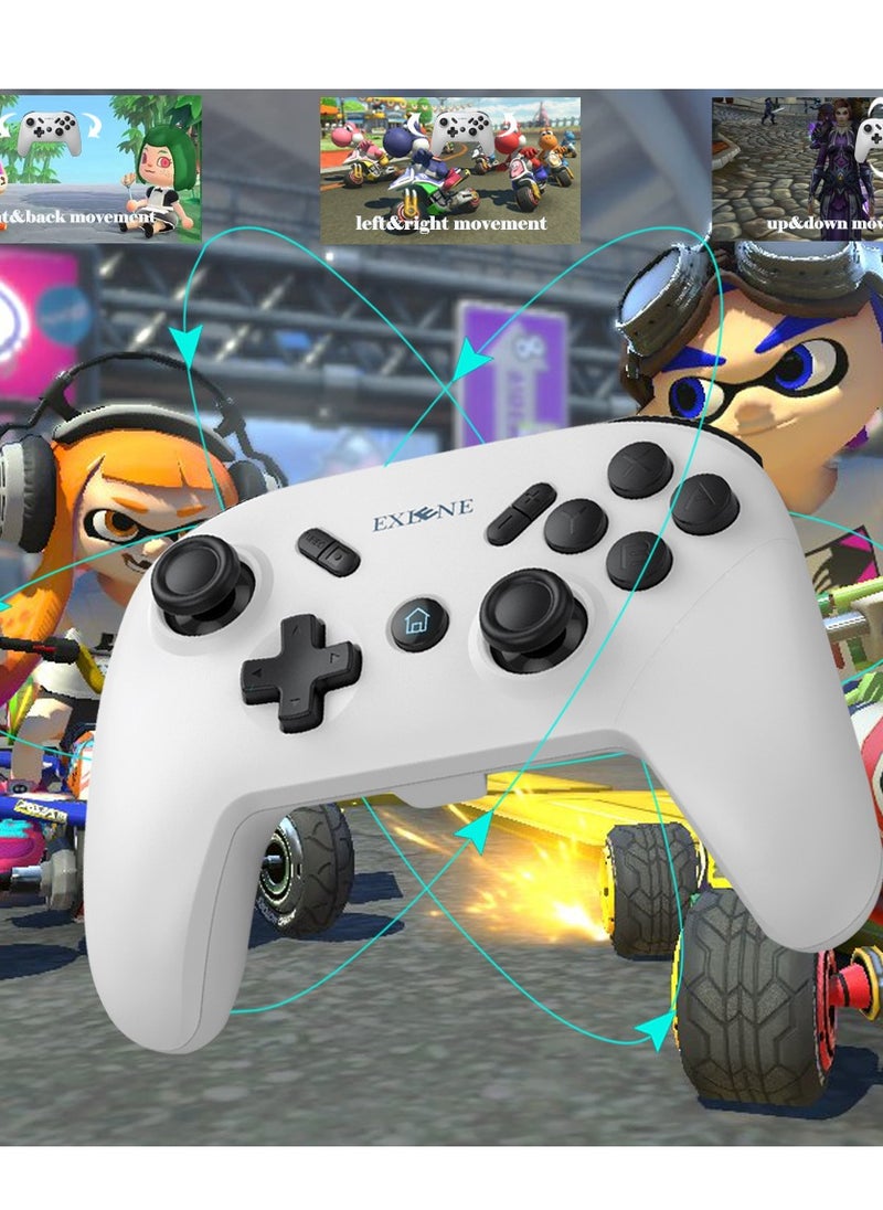 Exlene Wireless Switch Pro Controller for Nintendo Switch/Switch Lite/PC/IOS/Android/Steam, Wake Up, Adjustable Vibration  Turbo, Motion Control