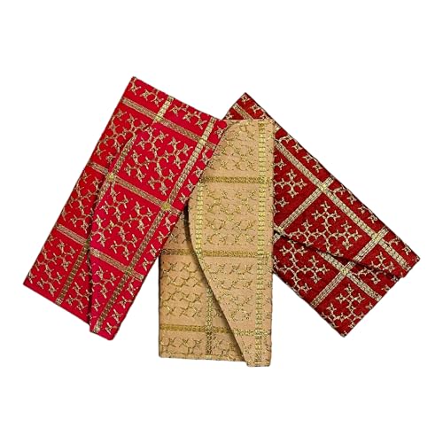 Krisah Pack of 3 Embroidered Cloth Gifting Shagun Envelopes for Cash Sagan Wedding, Birthday, Festivals, Engagement, Milni (Multi) - Image 1