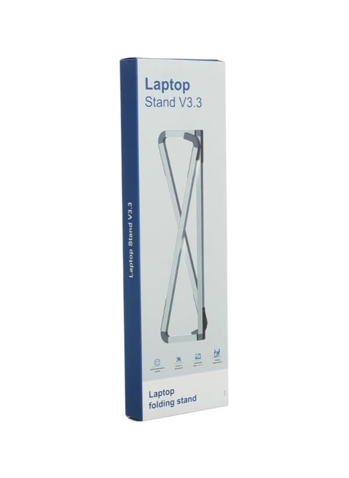 Generic - Aluminum Alloy Folding Laptop Stand V3.3 With Adjustable Design And Ergonomic Air-Ventilated Compatible With Various Of Devices 250x250x74 Mm - Silver - Image 1