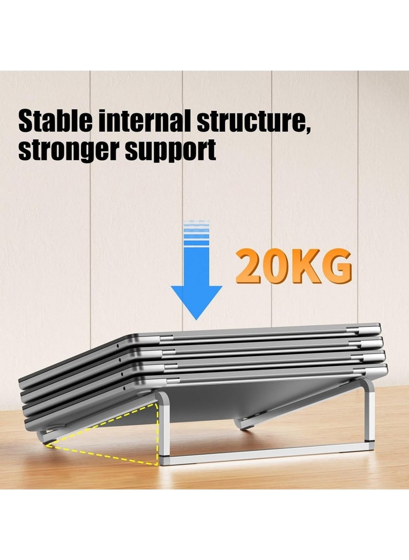 Generic - Aluminum Alloy Folding Laptop Stand V3.3 With Adjustable Design And Ergonomic Air-Ventilated Compatible With Various Of Devices 250x250x74 Mm - Silver - Image 1