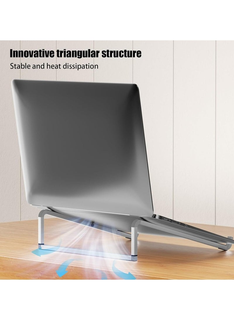 Generic Aluminum Alloy Folding Laptop Stand V3.3 With Adjustable Design And Ergonomic Air-Ventilated Compatible With Various Of Devices 250x250x74 Mm - Silver  - Image 5
