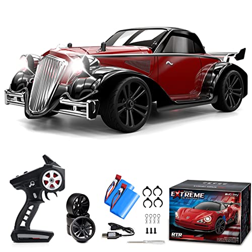Sakeye RC Drift Cars 116 Red Drifting RC Car 4WD 24GHz Remote Control Car RC Cars High Speed Sport Racing Hobby Vehicle with Lights Two Rechargeable Batteries Kids Toy for Boys Adults - Image 1