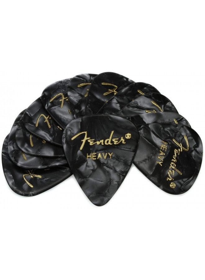 FENDER Fender Premium Celluloid Guitar Picks 351 Shape, Black Moto, Heavy, 12-Pack 