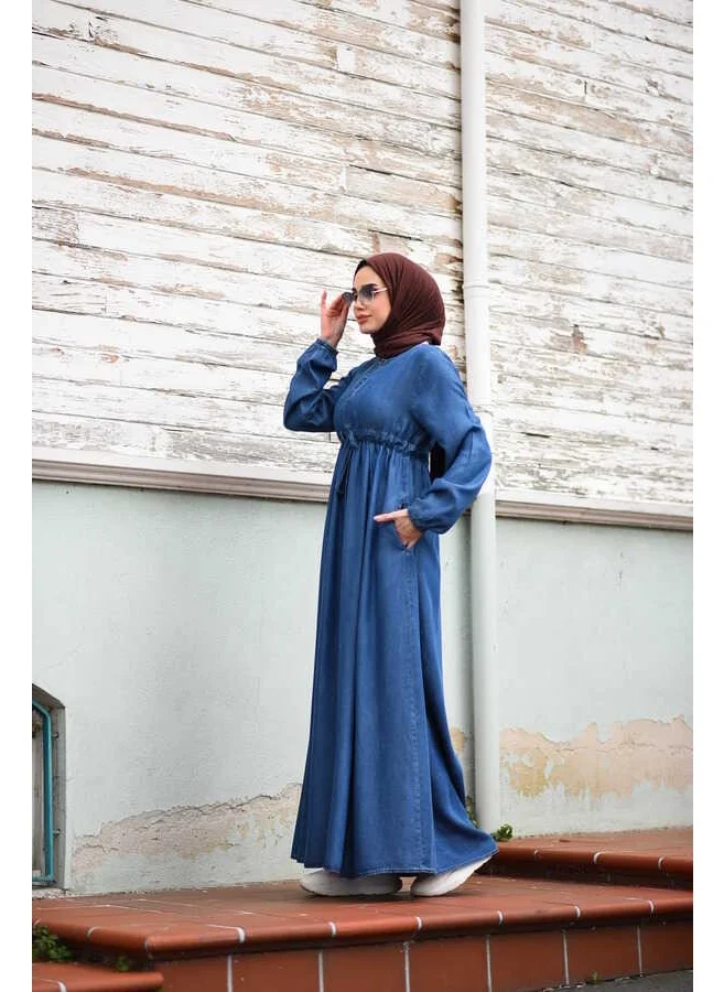 Neways 6497- Tencel Ornament Lace Dress Dark Blue