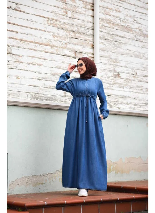 Neways 6497- Tencel Ornament Lace Dress Dark Blue