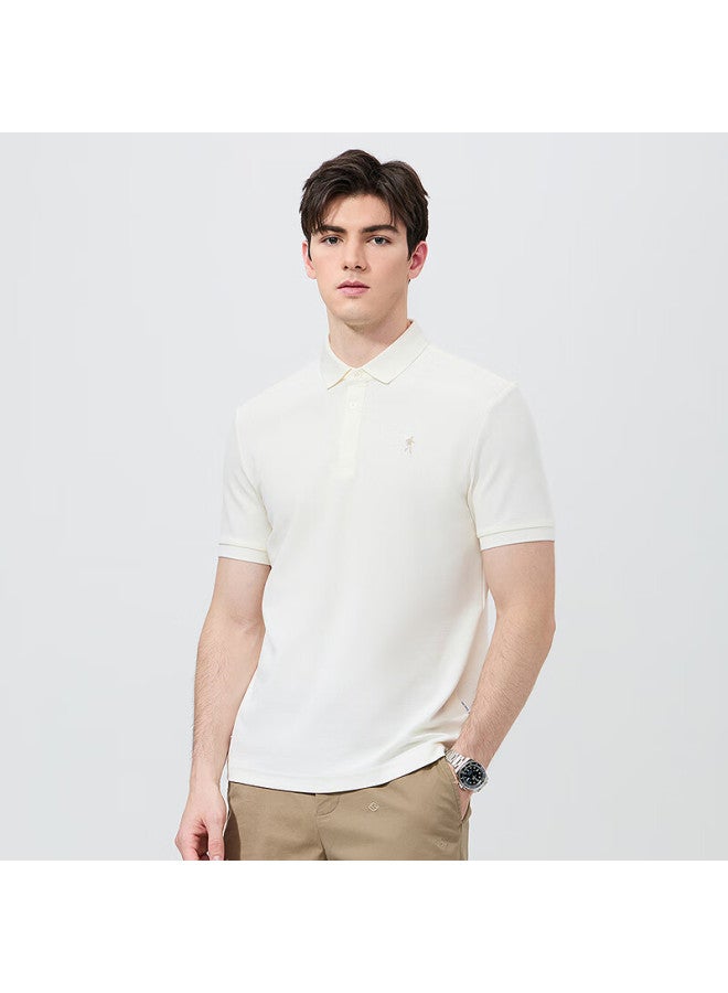 DANCING WOLVES Dancing With Wolves Instant Cooling Antibacterial Anti-mite Summer Men's Short Sleeve Polo Shirt 801 White L - Image 2