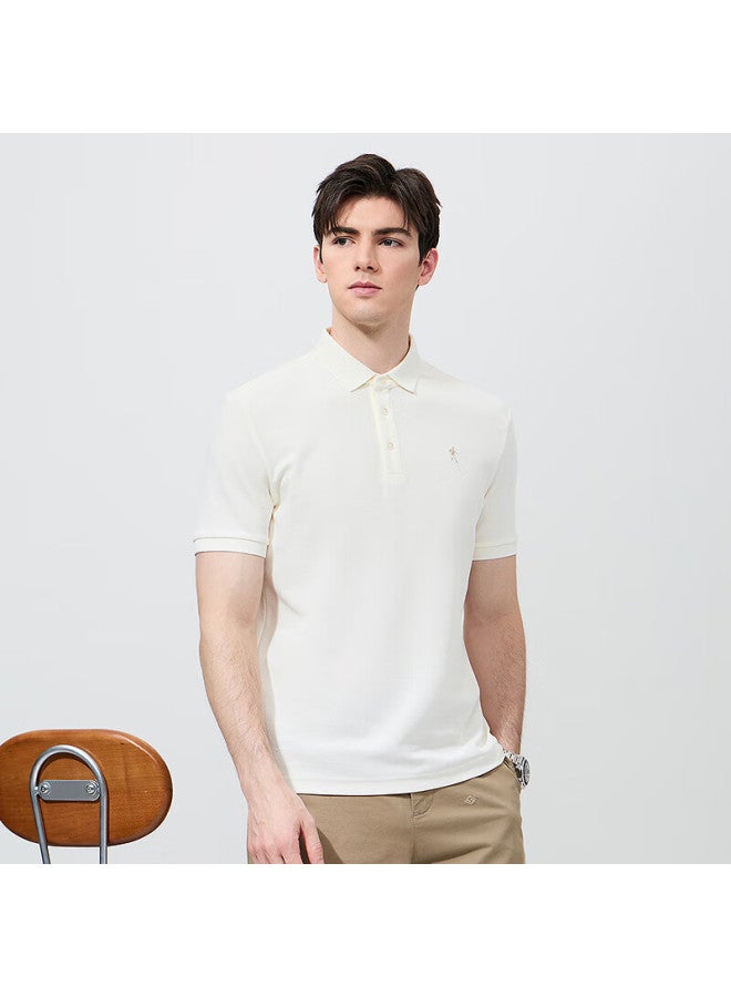 DANCING WOLVES Dancing With Wolves Instant Cooling Antibacterial Anti-mite Summer Men's Short Sleeve Polo Shirt 801 White L - Image 3