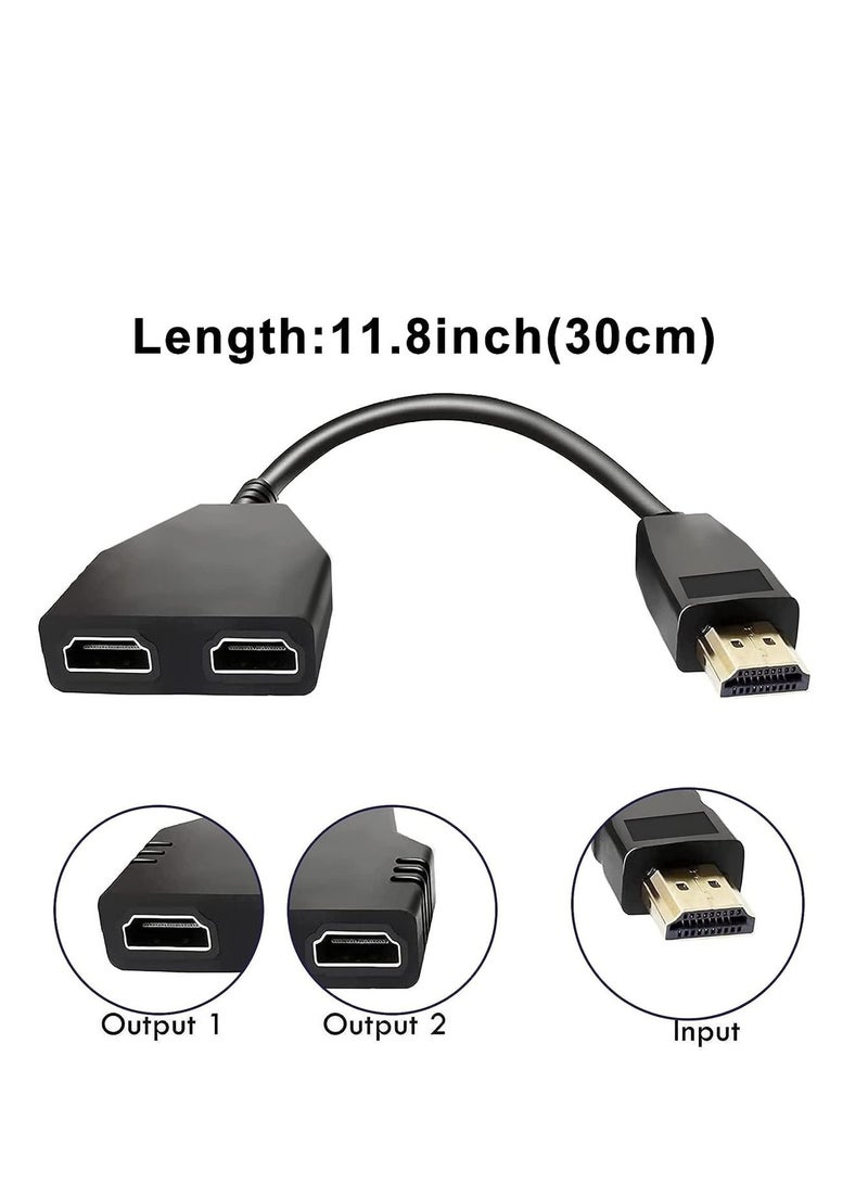 Captaintech 1080P HDMI Splitter Adapter Cable, 1 to 2 Way HDMI Male to Dual HDMI Female Splitter, Support for Simultaneous Video and Audio on Two TVs - Image 2