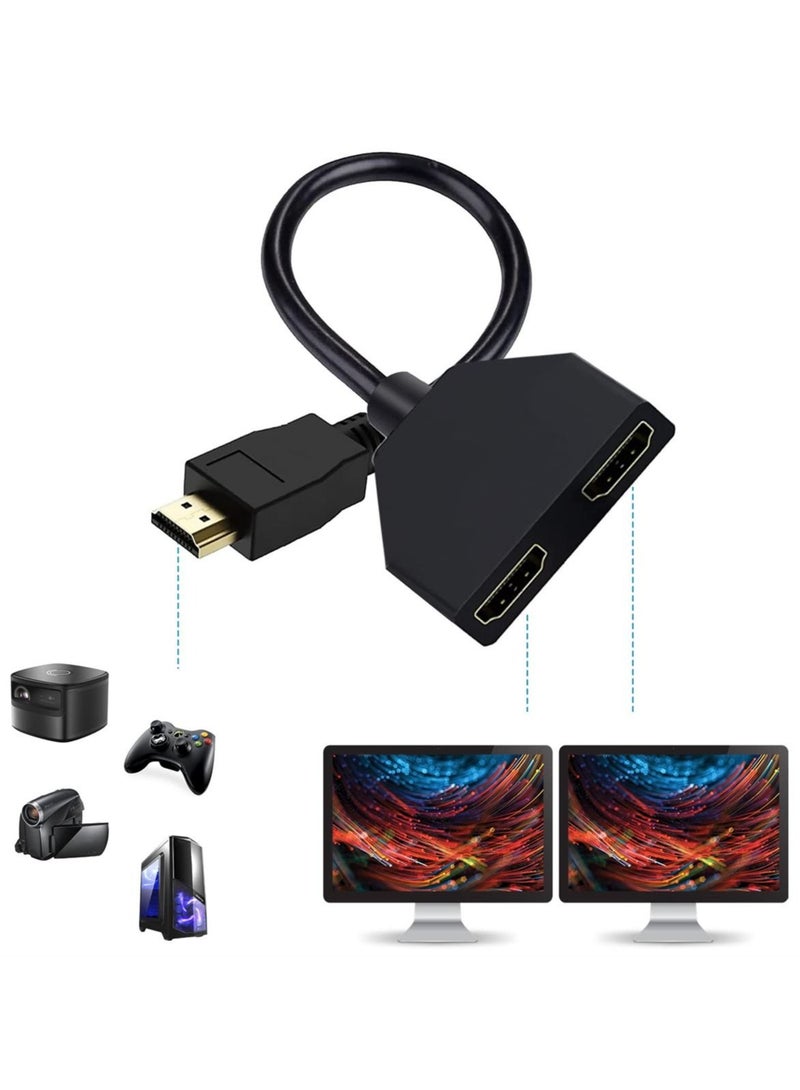 Captaintech 1080P HDMI Splitter Adapter Cable, 1 to 2 Way HDMI Male to Dual HDMI Female Splitter, Support for Simultaneous Video and Audio on Two TVs - Image 1