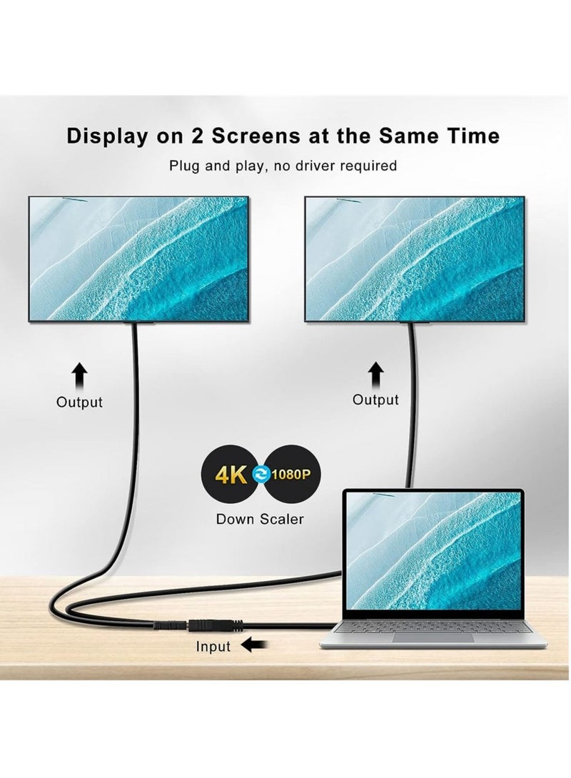 Captaintech 1080P HDMI Splitter Adapter Cable, 1 to 2 Way HDMI Male to Dual HDMI Female Splitter, Support for Simultaneous Video and Audio on Two TVs - Image 5