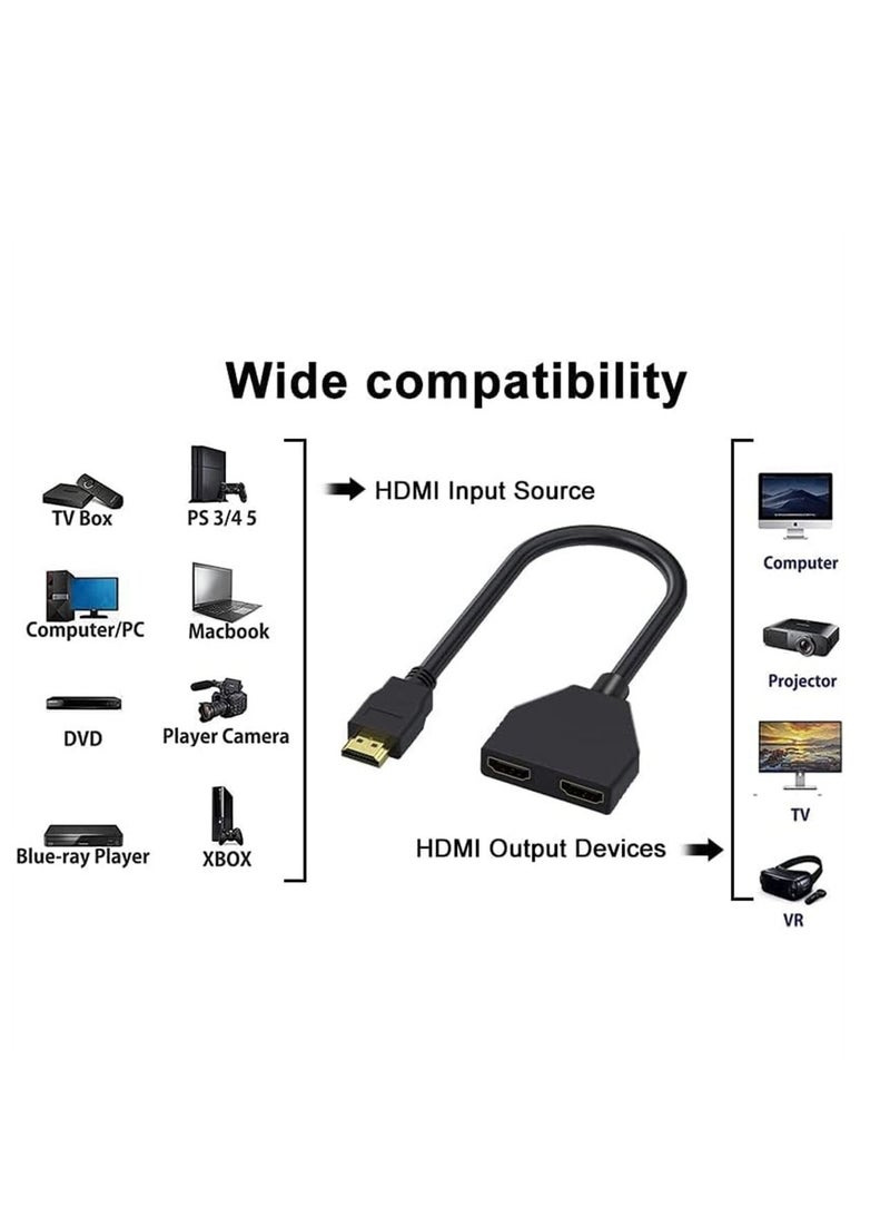 Captaintech 1080P HDMI Splitter Adapter Cable, 1 to 2 Way HDMI Male to Dual HDMI Female Splitter, Support for Simultaneous Video and Audio on Two TVs - Image 3