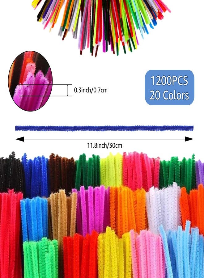 FVIEXE 1200PCS Pipe Cleaners, Pipe Cleaners Craft Supplies, 20 Assorted Colored Chenille Stems Pipe Cleaners Bulk Fuzzy Sticks for DIY Arts Crafts Project Decorations - Image 2