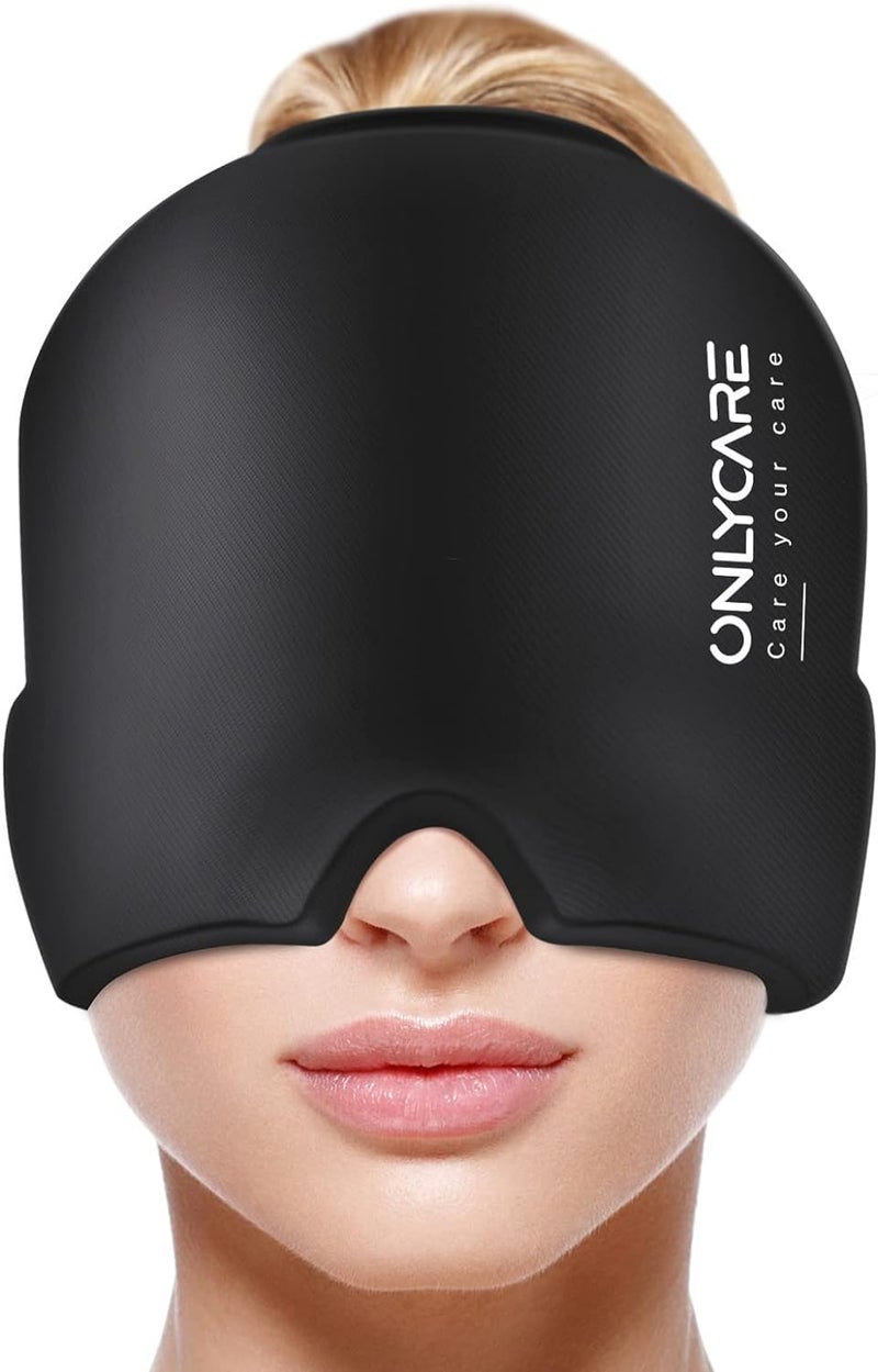 ONLYCARE Migraine Relief CapSoothing Migraine MaskUpgraded Odorless Gel Ice Head Wrap Hot and Cold Therapy FSA or HSA Eligible Headache Ice Pack for Tension and StressBlack