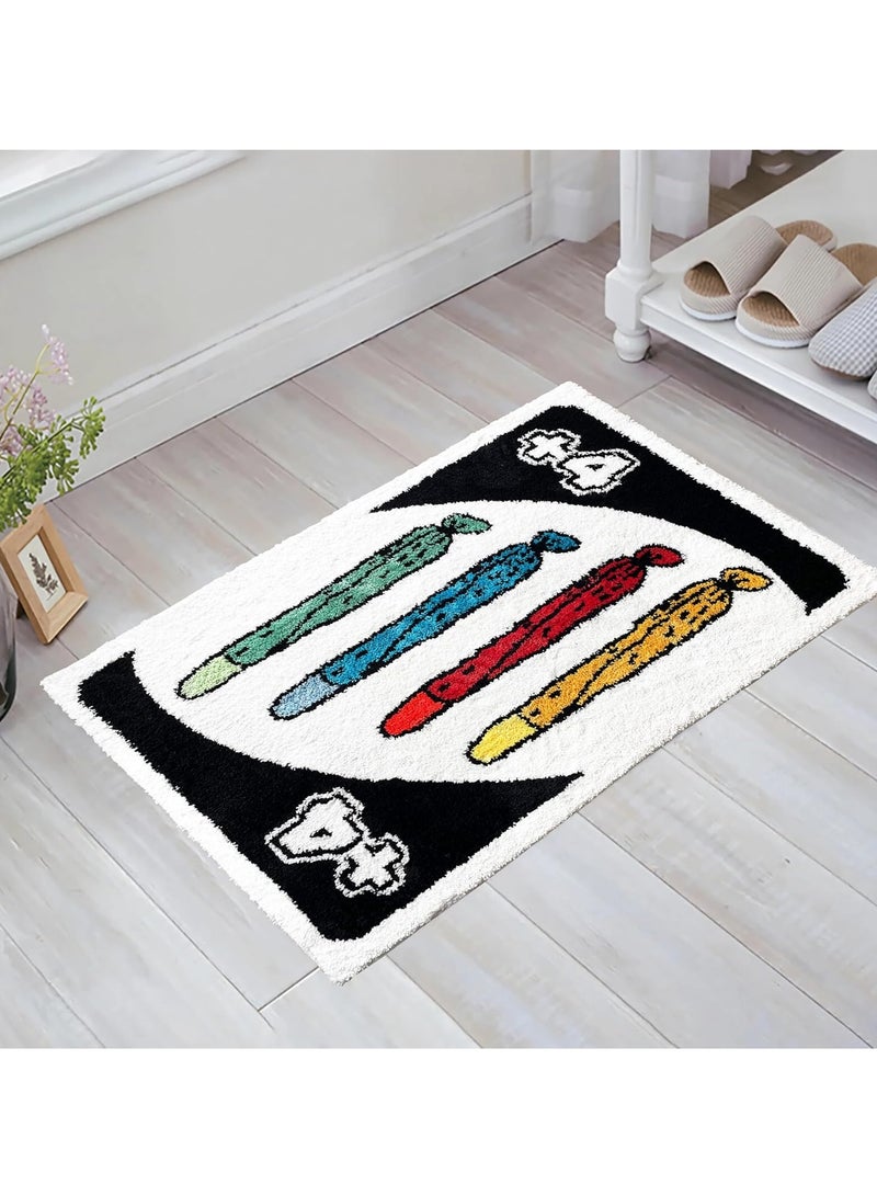 Modern Abstract Unique Small Area Rug Non Slip Washable Trendy Aesthetic Retro Indoor Doormat Suitable for Bathroom Bedroom and Kitchen 40 by 60 Centimeters - Image 4
