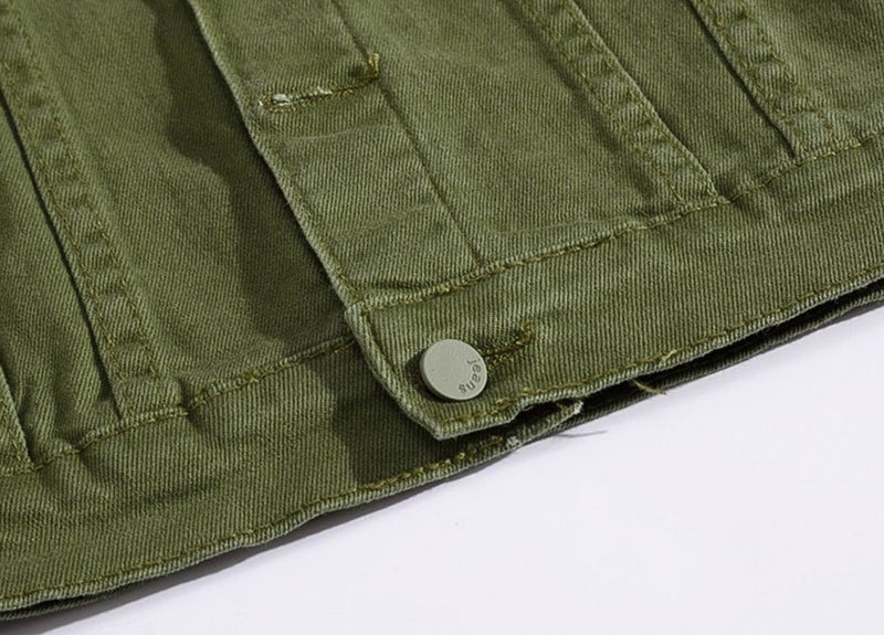DSDZ Men`s Classic Slim Fit Motorcycle Denim Jacket Coat Green M(Asian 2XL) - Image 5