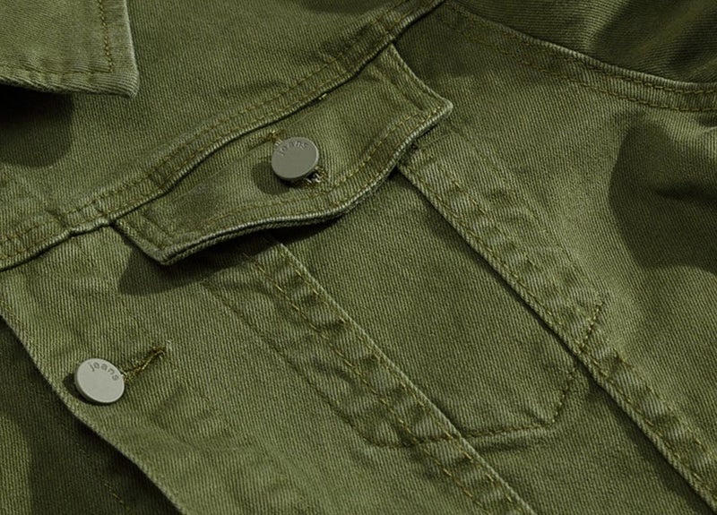 DSDZ Men`s Classic Slim Fit Motorcycle Denim Jacket Coat Green M(Asian 2XL) - Image 3
