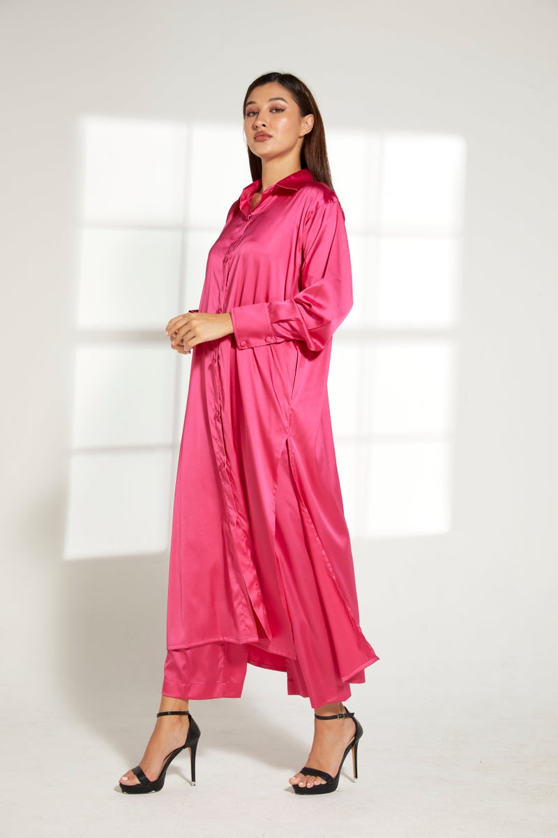 مويستريت طقم بلوزة طويلة بأزرار وسروال - Image 4