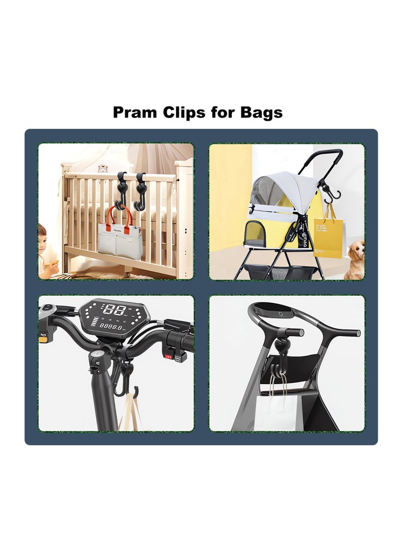 Universal Pram Clips for Strollers - 6 Pack Baby Pushchair Hooks for Organizing Shopping Bags, Handbags, and Changing Bags - Essential Accessories for Parents on the Go - Image 4