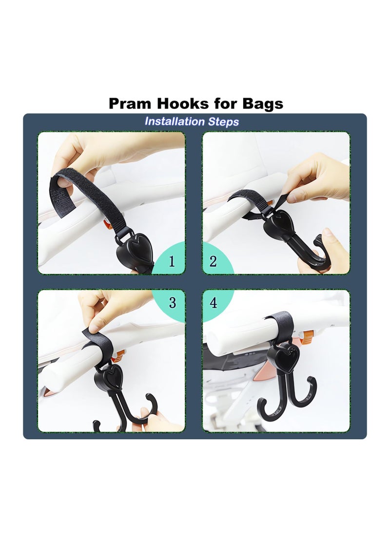 Universal Pram Clips for Strollers - 6 Pack Baby Pushchair Hooks for Organizing Shopping Bags, Handbags, and Changing Bags - Essential Accessories for Parents on the Go - Image 5