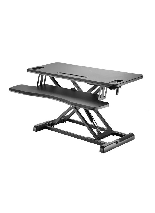 Skill Tech - SHS28 02N Gas Spring Sit-Stand Desk Converter with Keyboard Tray Deck, VESA 100x100, 15kg Load Capacity – Black - Image 1