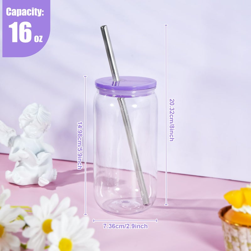 Icesip 16oz Acrylic Mason Jar Cups, Clear Cups with Colorful Lids and Straws, Iced Coffee Cup Drinking Glass Tumbler for Whiskey, Soda, Tea, Juice, Gift, 6pcs - Image 3