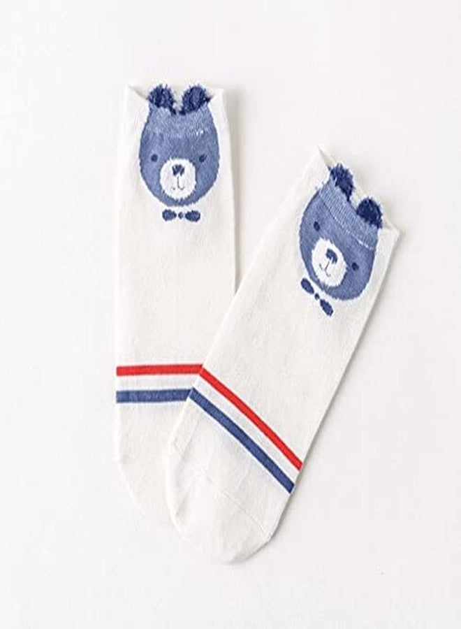 Missby® Girl's Cute Cartoon Animal Print Cotton Socks (Multi-Coloured, Pack of 5 Pairs) - Image 5
