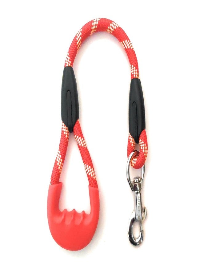 PawCloud Short Rope Dog Leash, with Rubber Hand Grip, Red - 24 Inch, 15mm - Image 1