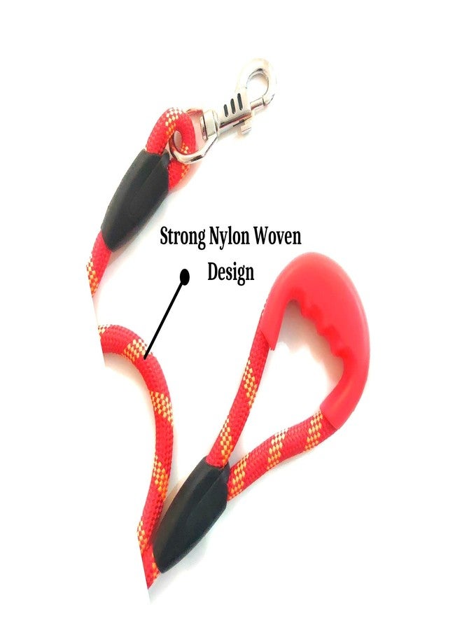 PawCloud Short Rope Dog Leash, with Rubber Hand Grip, Red - 24 Inch, 15mm - Image 2