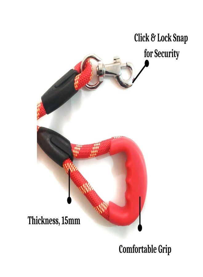 PawCloud Short Rope Dog Leash, with Rubber Hand Grip, Red - 24 Inch, 15mm - Image 3