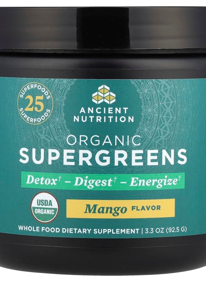 Ancient Nutrition - Organic SuperGreens Mango 3.3 oz (92.5 g) - Image 1