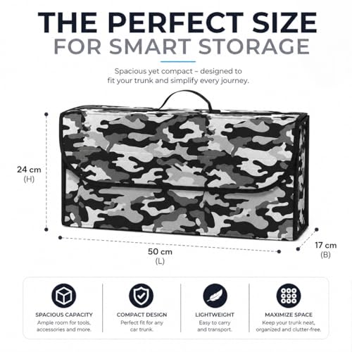 JVCV® Car Trunk Boot Organizer with Camouflage Pattern – Anti-Slip Car Storage Box for SUV Sedan Truck Minivan | Durable Multipurpose Car Accessories Organizer (Camo - Large) - Image 3