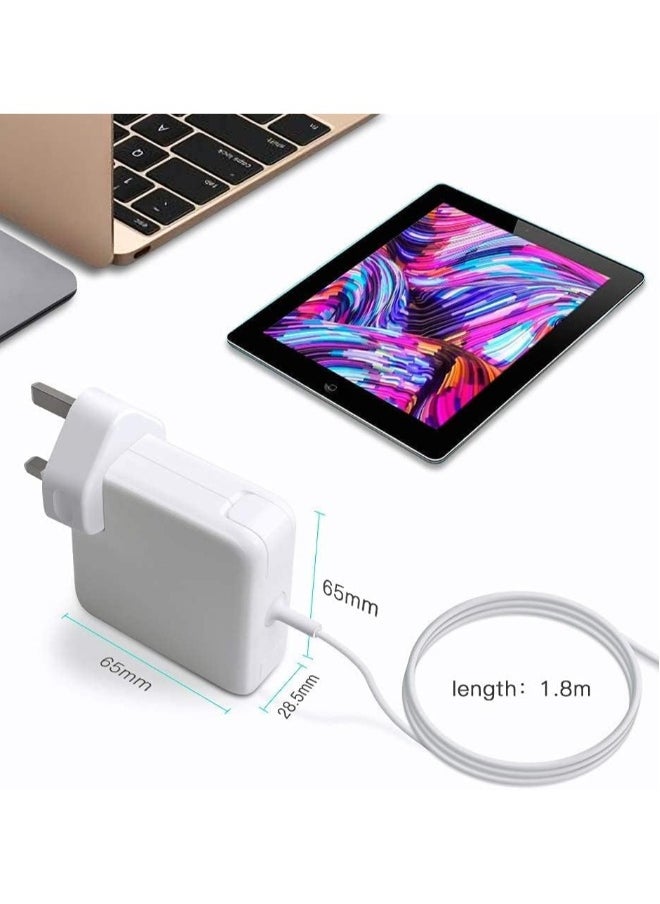 Generic - Compatible With Mac Book Air Charger Replacement 85W Magnetic 2 T Tip Power Adapter Connector PD Power Delivery Fast Charging Mains Adapter Plug for Mac Book 11 13 inch - Image 1