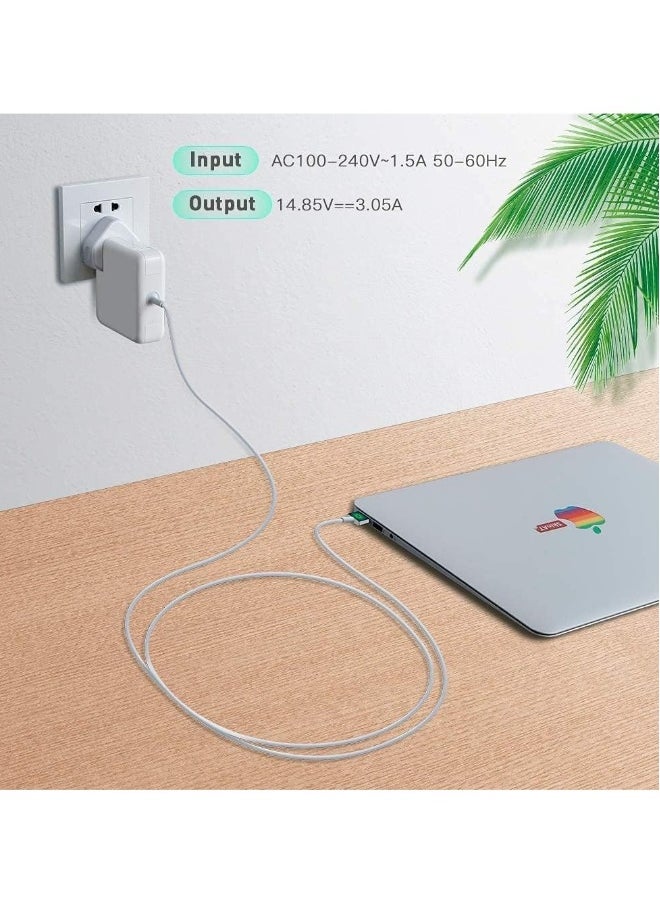 Generic - Compatible With Mac Book Air Charger Replacement 85W Magnetic 2 T Tip Power Adapter Connector PD Power Delivery Fast Charging Mains Adapter Plug for Mac Book 11 13 inch - Image 1