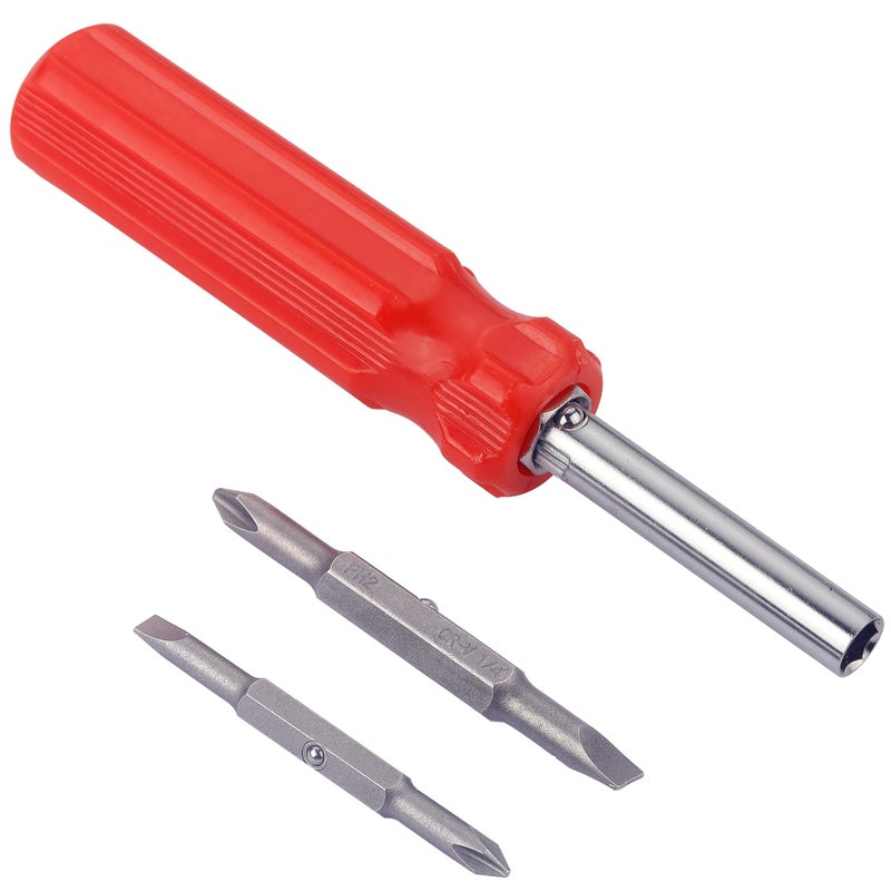 WINTOWIN 6-In-1 Flat Head & Phillips Reversible Screwdriver #1 And #2 Phillips, 3/16 And 5/16 Slotteds,1/4" & 5/16" Nut Driver Bit Tube Snap-on 6 In 1 Multifunctional Screwdriver - Image 4