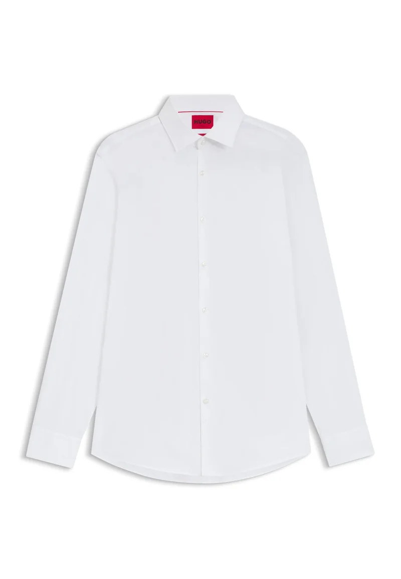 HUGO Open White Slim-fit shirt in easy-iron cotton poplin for Men | Best Price UAE