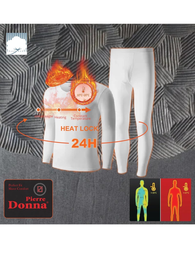 بيير دونا طقم ملابس داخلية حرارية للرجال - طقم ملابس داخلية حرارية (أبيض، XXL)… - Image 4